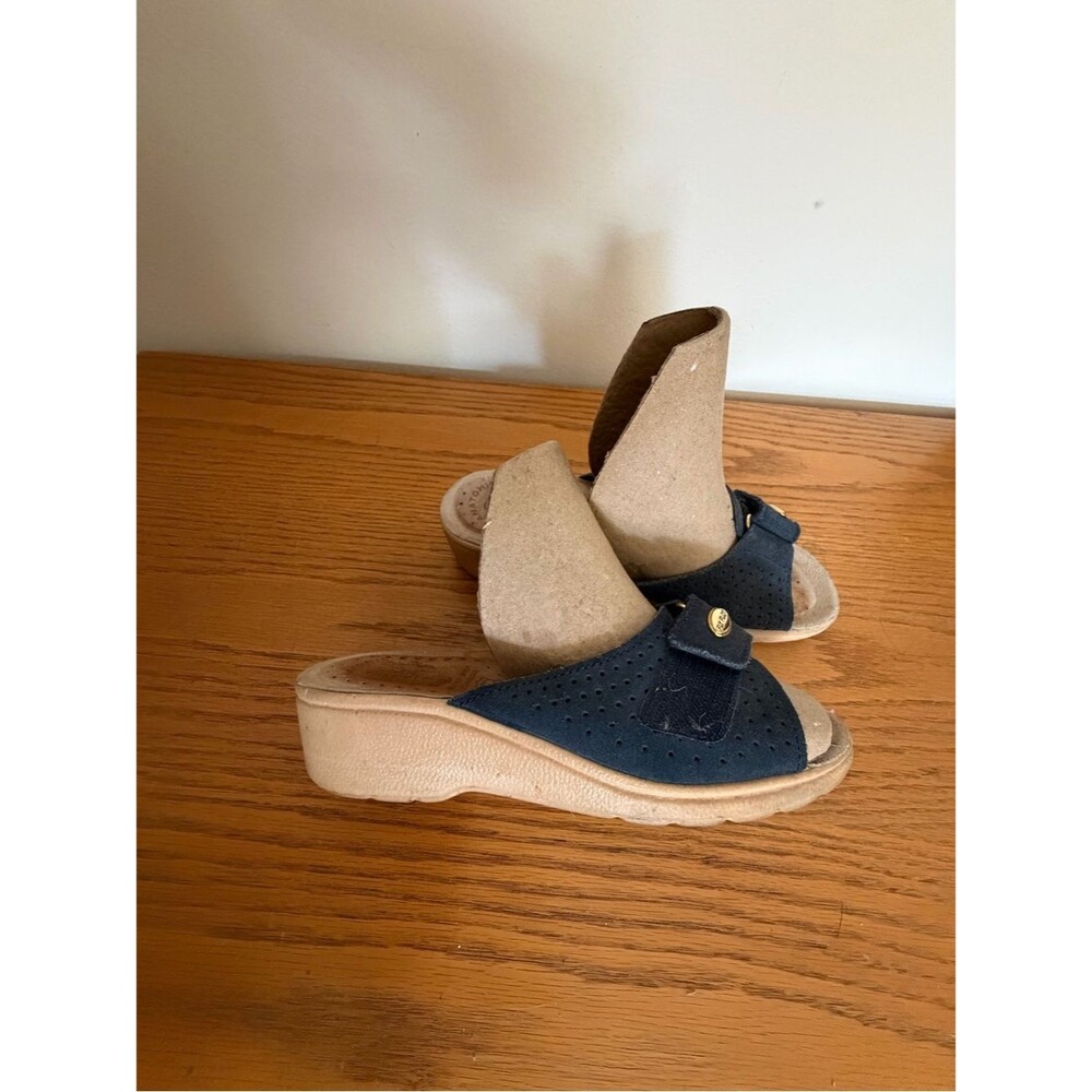Fly Flot Anti Shock Navy Slide Velcro Mule Sandals